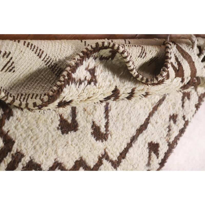 Turkish Anatolian Runner Rug Hand-knotted Beige Wool Carpet - 3'2"x 11'11"
