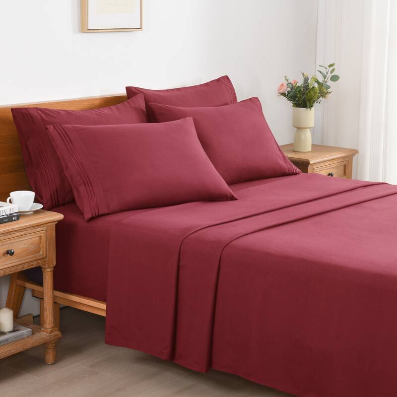 4/6 Pcs Soft Solid & Embroidery Bed Sheets Set