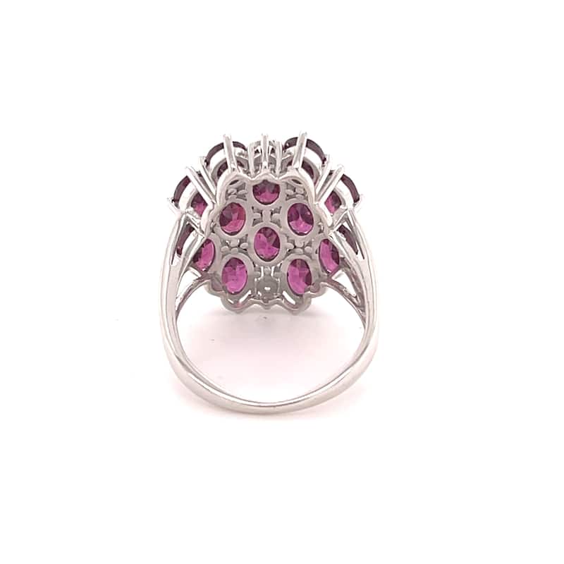 925 Sterling Silver Rhodolite Garnet and White Topaz Ring
