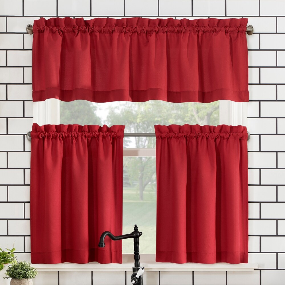 Red Curtain Tiers Bed Bath Beyond