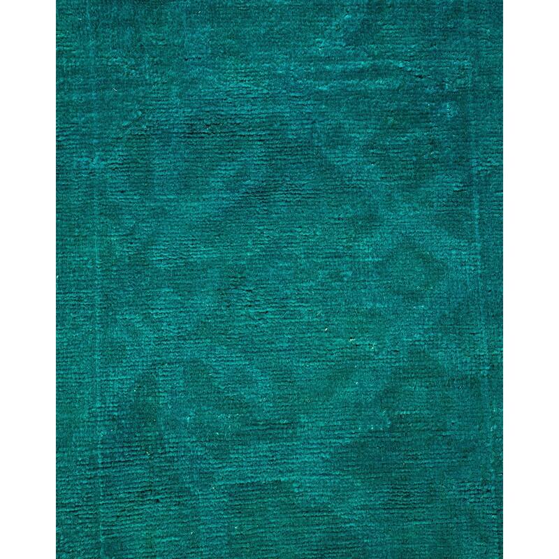 Overton Hand Knotted Wool Vintage Inspired Modern Contemporary Overdyed Green Area Rug - 5' 1" x 7' 9"