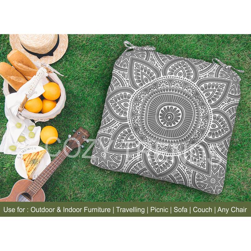 Waterproof Indoor Outdoor Chair Seat Pads Cushion – 19x19 Inches with ties | Set of 2