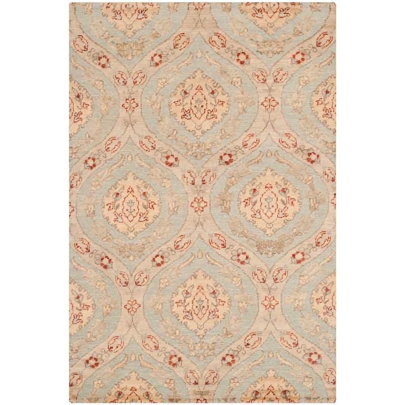 SAFAVIEH Hand-knotted Santa Fe Pilvi Modern Wool Rug - 4' x 6' - Teal/Gold
