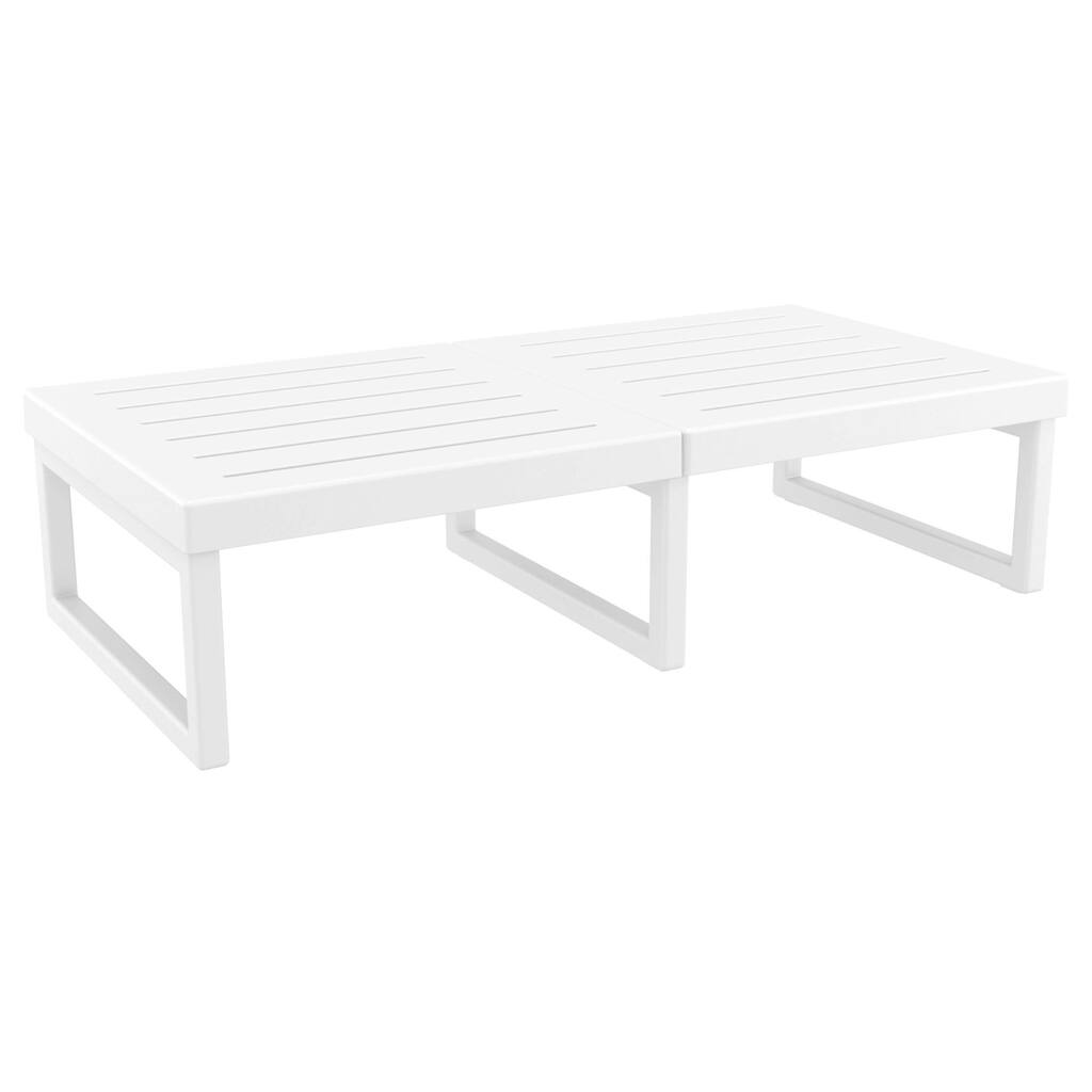 51" White Patio Rectangular Lounge Coffee Table