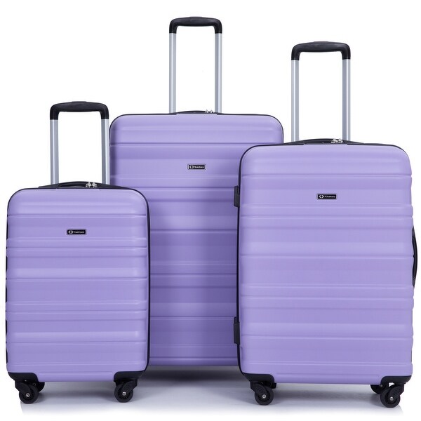 3 Piece Luggage Sets PC Lightweight & Expandable Suitcase, Purple