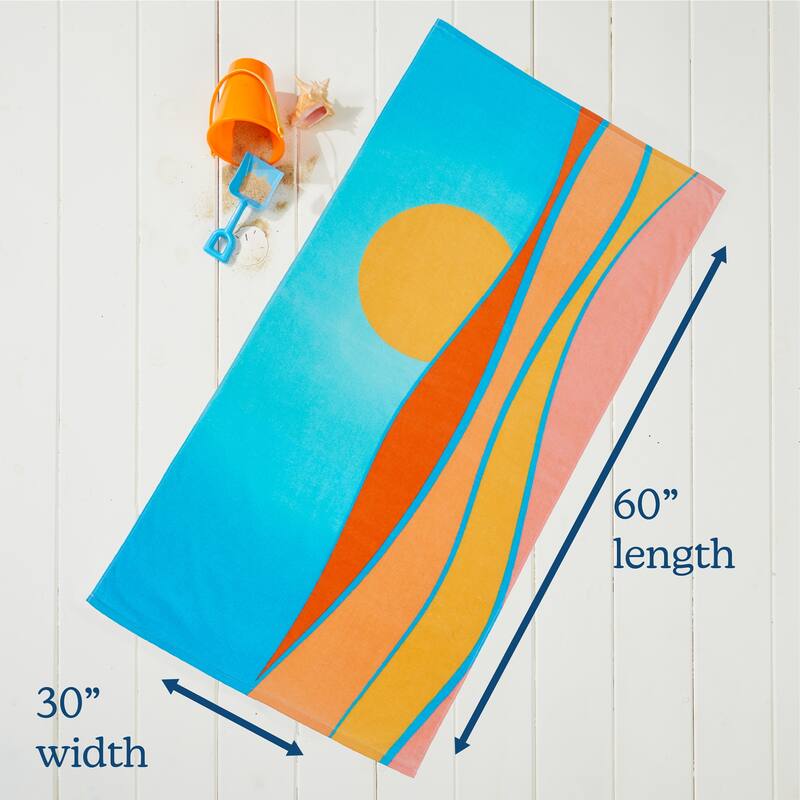 Linery & Co. 100% Cotton Printed Beach Towel for Kids, 30" x 60"