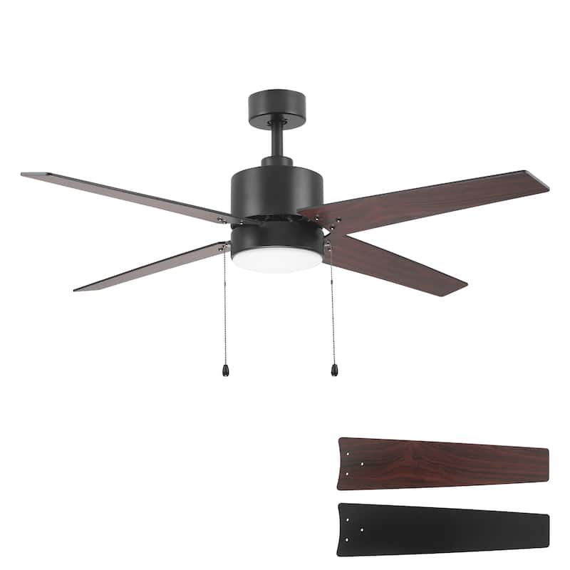 CARRO Arete 52" 4-Blade Indoor Ceiling Fan with Light -Pull Chain -Reversible Blade
