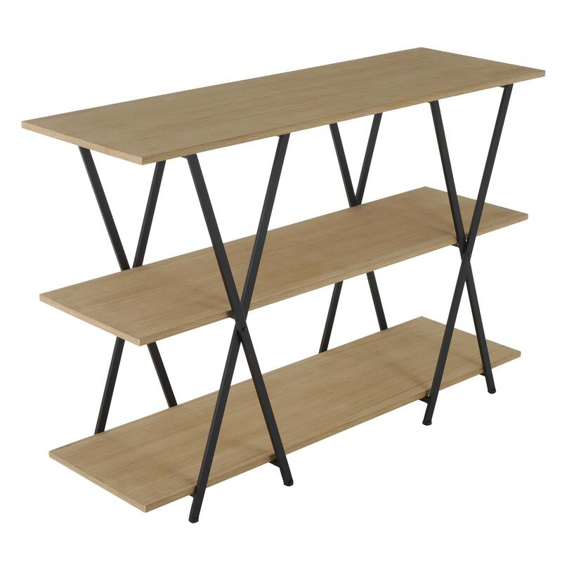 Metal 3 Shelf Shelving Unit with Black Metal X Frame - Brown - Roche River Decor