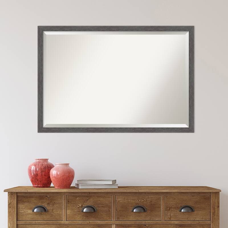 Beveled Bathroom Wall Mirror - Pinstripe Frame