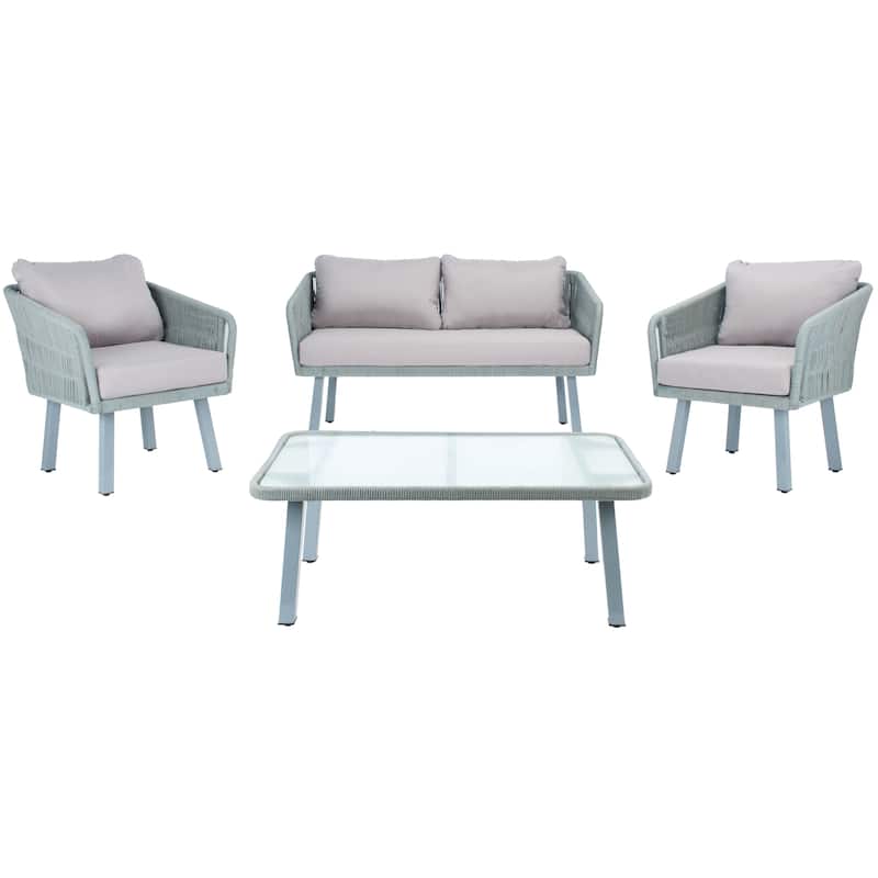 SAFAVIEH Outdoor Cajsa 4-Piece Rope Patio Set - 53W x 27D x 26H