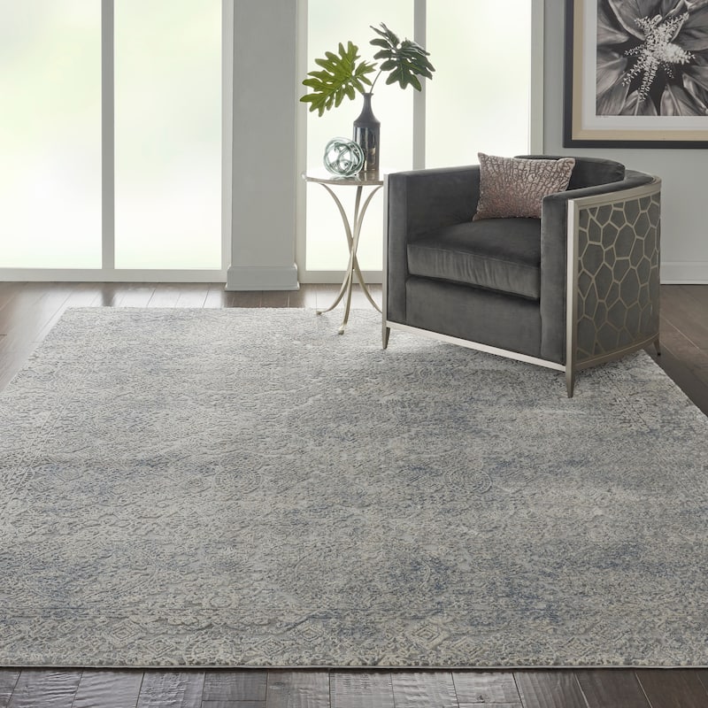 Nourison Rustic Textures Contemporary Abstract Area Rug - 3' 11" x 5' 11" - Ivory/Light Blue - Rectangle