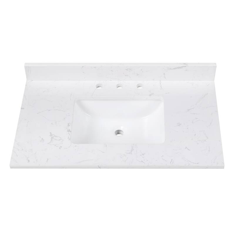 Avanity Cala White Engineered Stone Vanity Top with Rectangular Undermount Sinks - 37" Single Sink - Cala White
