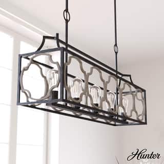 Hunter Stone Creek 5-Light Modern Farmhouse Linear Chandelier - Dining Room - Rustic, Transitional