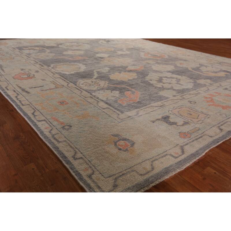 Hand Knotted Oriental 100% Wool Carpet Transitional All-Over Greys & Charcoal Oushak Area Rug - 11' 7'' X 8' 10''