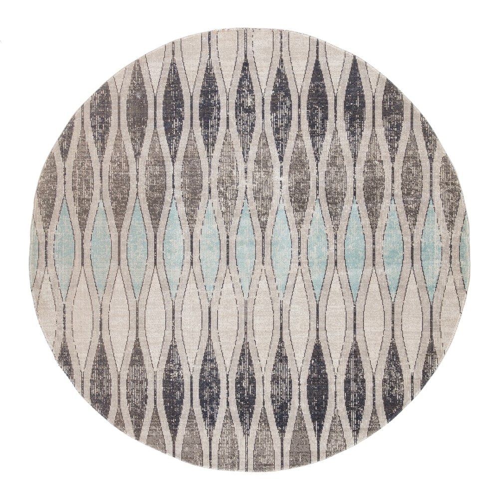 Hertford Grey/ Blue Geometric Marquis Trellis Indoor/ Outdoor Area Rug