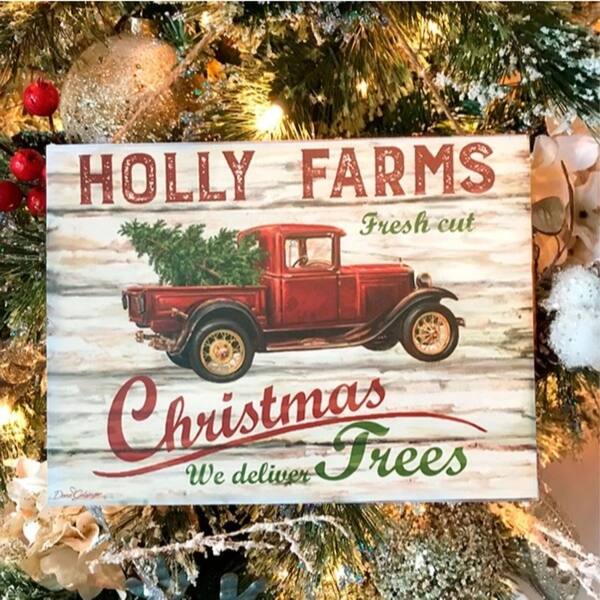 Shop Cream White And Red Holly Farms Rectangular Sign With Rope
