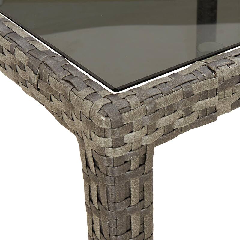 vidaXL Patio Table Outdoor Garden Dinner Table Tempered Glass and Poly Rattan - 98.4 x 39.4 x 29.5 in