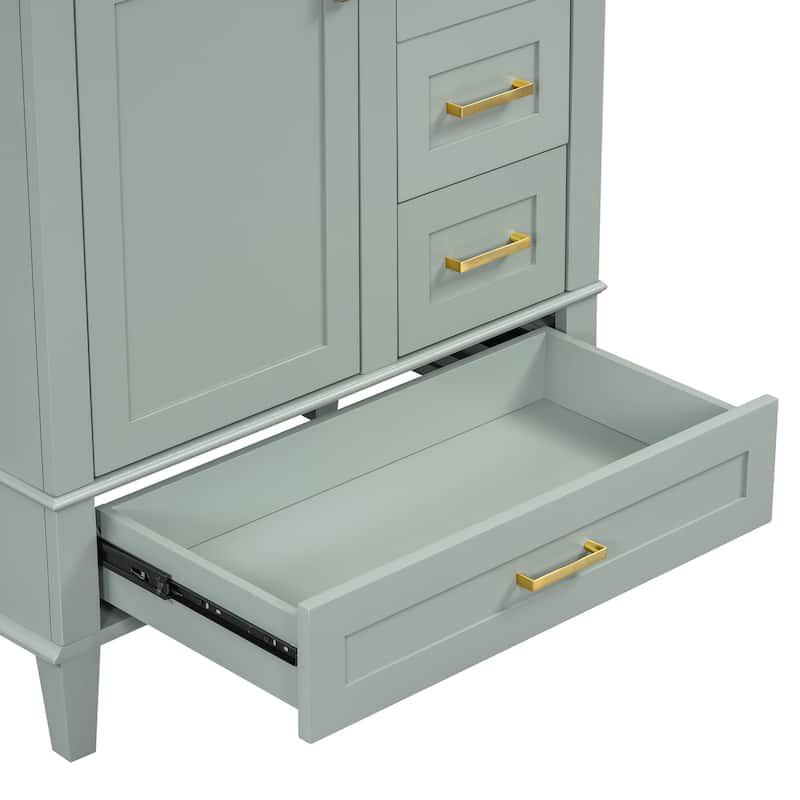 Modern Bathroom Vanity, 30" Freestanding Cabinet with Sink, Bathroom Storage Cabinet with Soft Closing Door and 3 Drawers