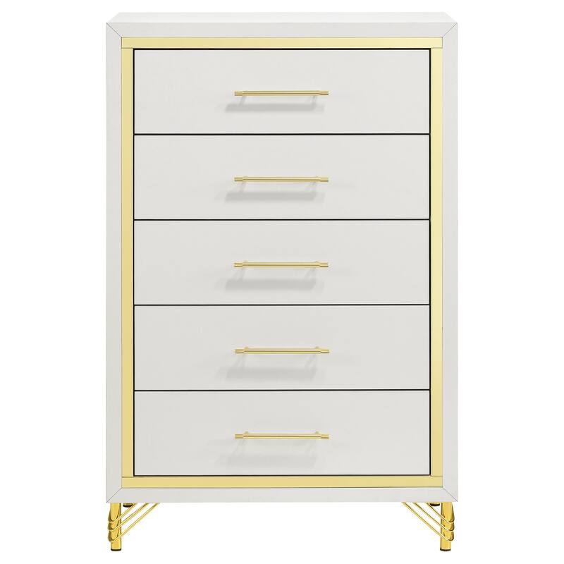 Lucia Bedroom Set with Upholstered Wingback Panel Bed Beige