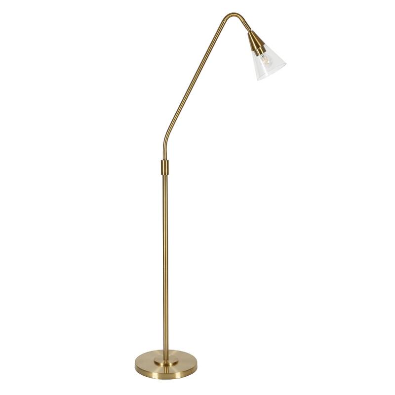 65” Tall Modern Clear Glass Shade Floor Lamp with Dome Shade and Metal Base Plug-In for Living Room - 65" H x 12" W x 29" D