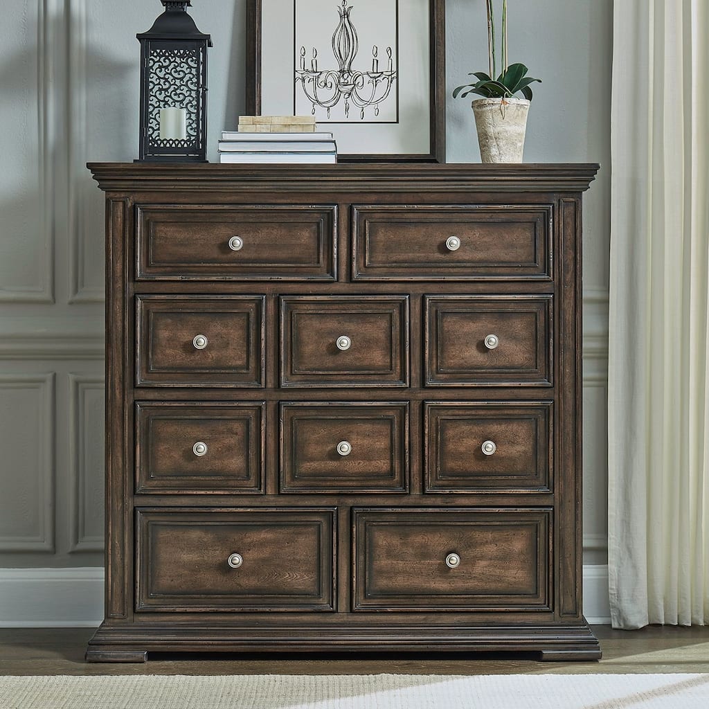 Big Valley Brownstone Distressed 10 Drawer Chesser