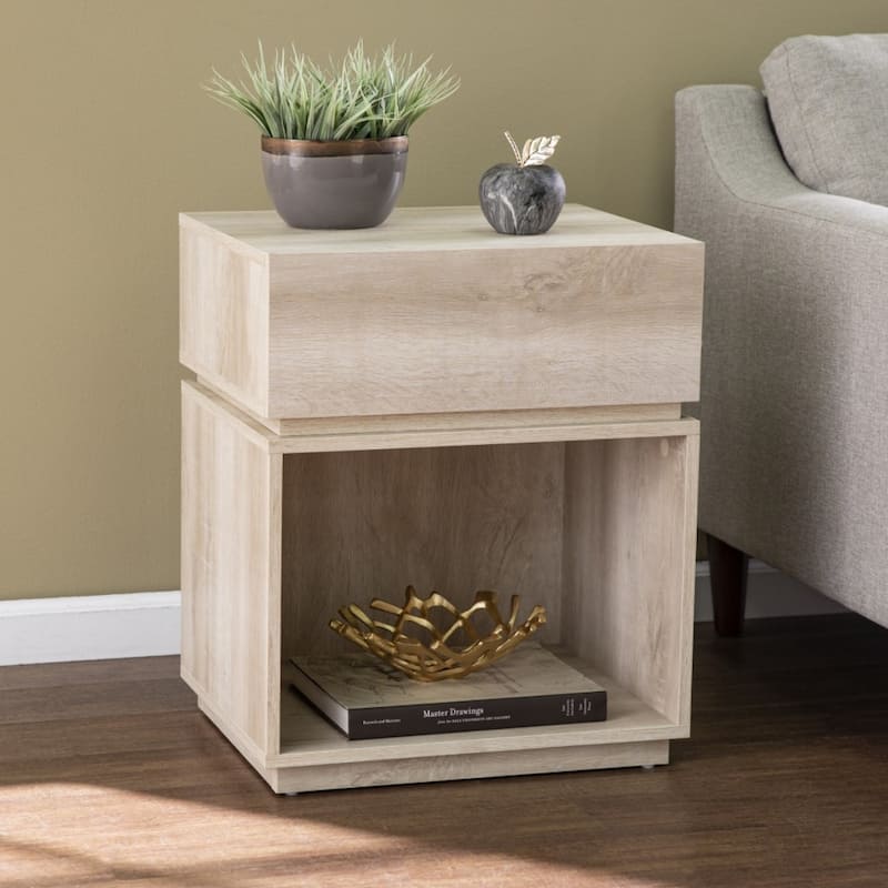24" Brown Manufactured Wood Rectangular End Table With Drawer With Shelf - 16” x 20” x 24”