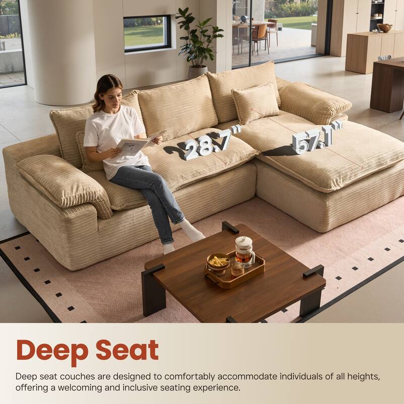 OVIOS L-Shaped Sofa with Dual-Tone Stripe Fabric​