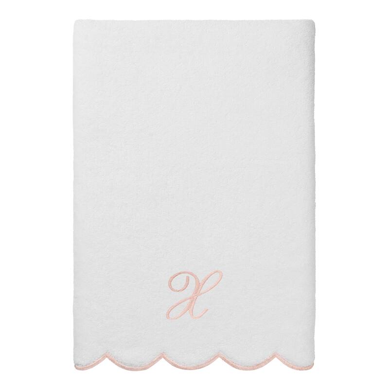 Authentic Hotel and Spa 100% Turkish Cotton Pink ADORNIA Scallop Personalized 3 Piece Towel Set - 3 Piece Set