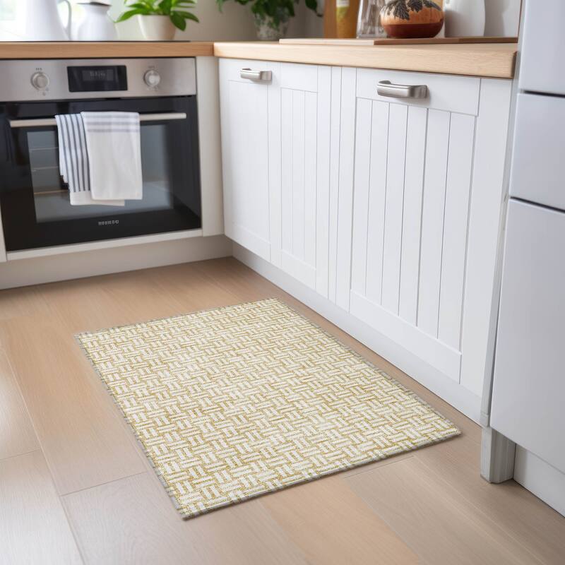 Machine Washable Indoor/ Outdoor Chantille Contempory Crosshatch Rug