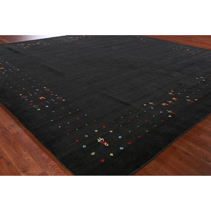 Hand Knotted Oriental 100% Wool Carpet Tribal Tribal Greys & Charcoal Gabbeh Area Rug - 8' 3'' X 8' 2''