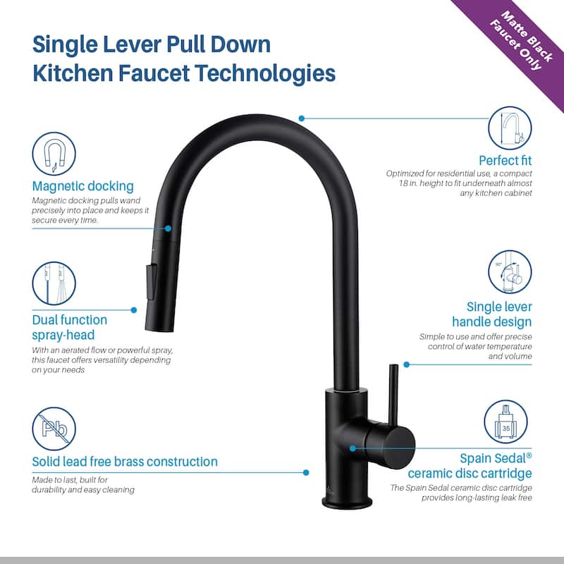 Blossom Solid Pull-Down Kitchen Faucet w/ 360 Swivel, Single Handle