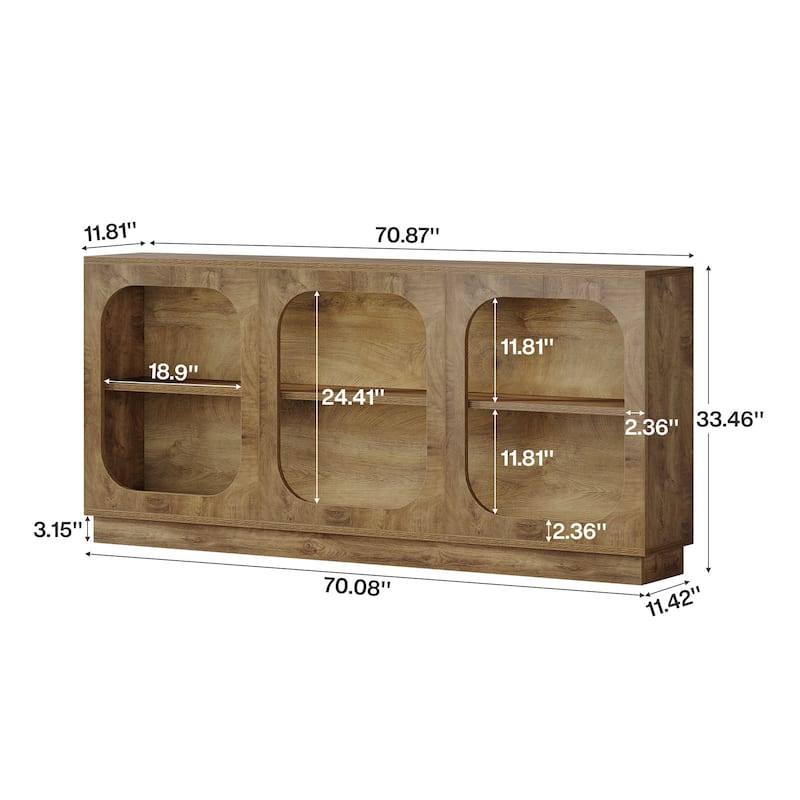 70.9-Inch Extra Long Console Table, 3-Tier Rustic Sofa Table