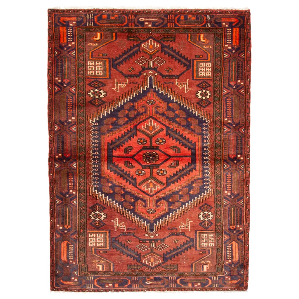 ECARPETGALLERY Hand-knotted Andelz Dark Red Wool Rug - 4'0 x 5'10