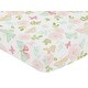 preview thumbnail 3 of 4, Sweet Jojo Designs Blush Pink, Mint and White Watercolor Rose Butterfly Floral Collection Fitted Crib Sheet