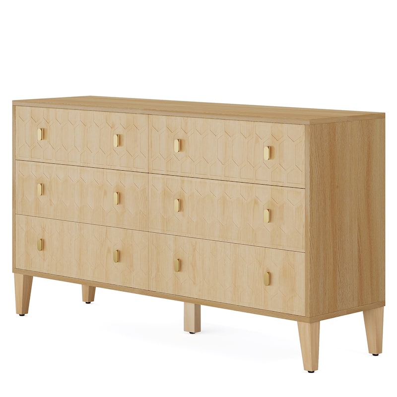 55-inch Dresser for Bedroom Chest of Drawers with Solid Wood Legs
