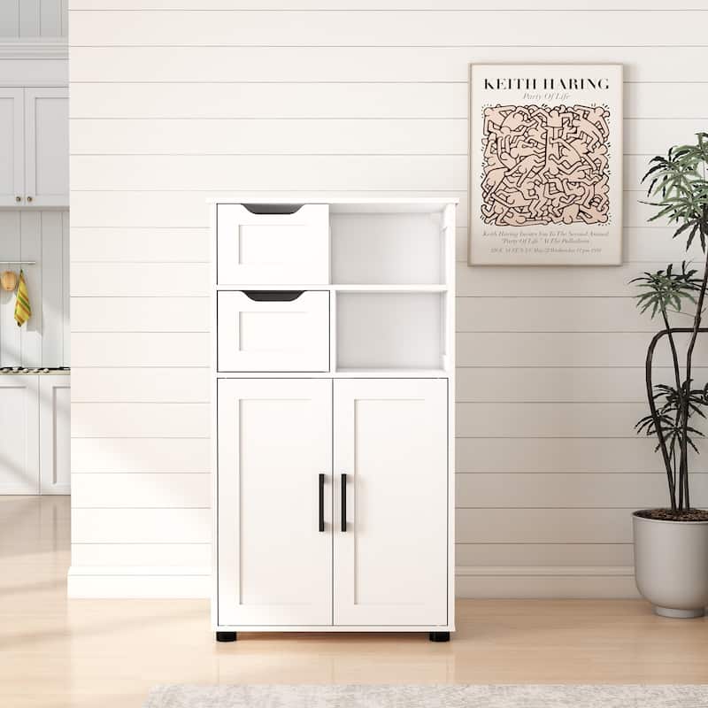 Farmhouse Storage Cabinet ,Versatile Double-Door Storage Cabinet with Adjustable Shelves