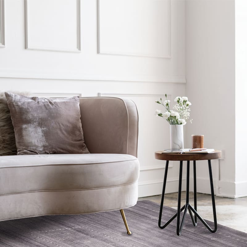 ECARPETGALLERY Hand Loomed Indo Gabbeh Grey Viscose, Wool Rug - 5'6 x 7'6