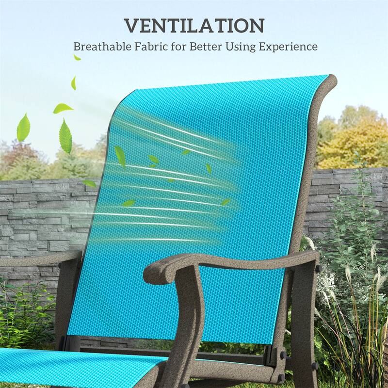 Steel Patio Glider Chair with Mesh Seat and Outdoor Use - 25.75" W x 30.5" D x 38.25" H