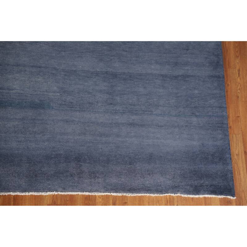 Hand Knotted Oriental 100% Wool Carpet Modern Solid Navy Blue & Blues Gabbeh Area Rug - 12' 0'' X 9' 5''