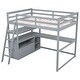 preview thumbnail 23 of 24, Full Size Loft Bed with Desk, Shelves, and Two Built-in Drawers