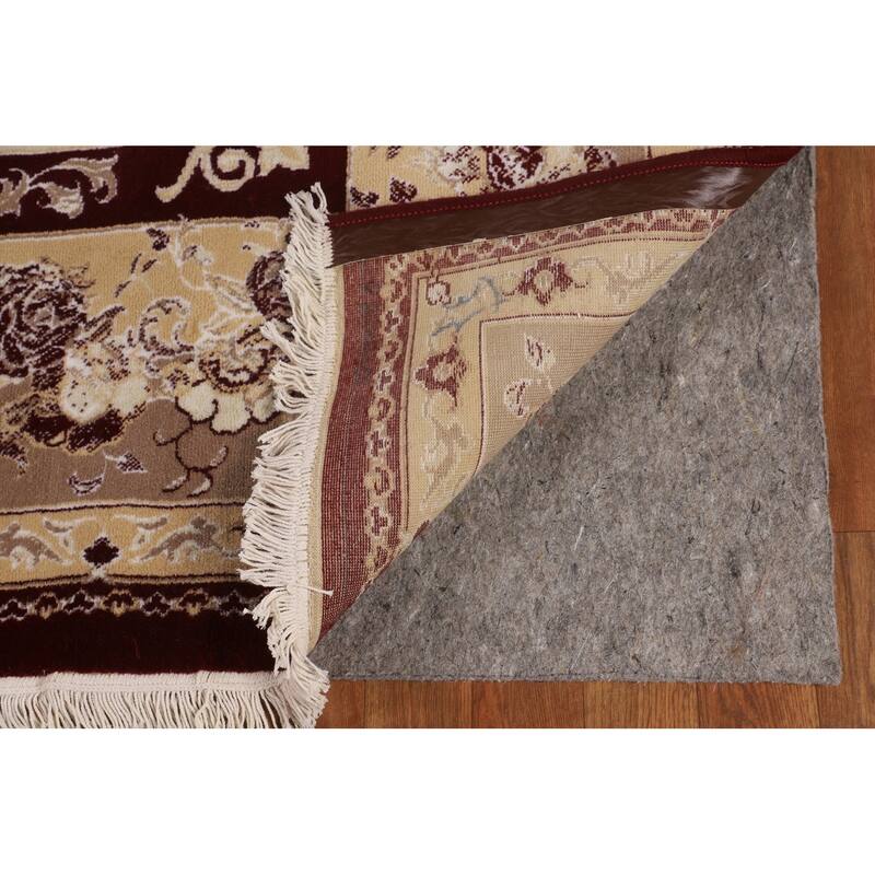 Red Victorian Style Kashan Turkish Area Rug Machine Made Floral Carpet - 6'6" x 9'10"