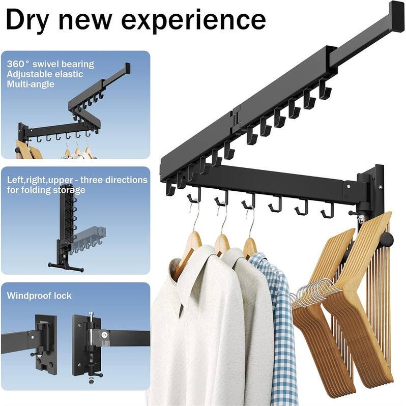 Folding Wall Mounted Laundry Rack - Space Saving