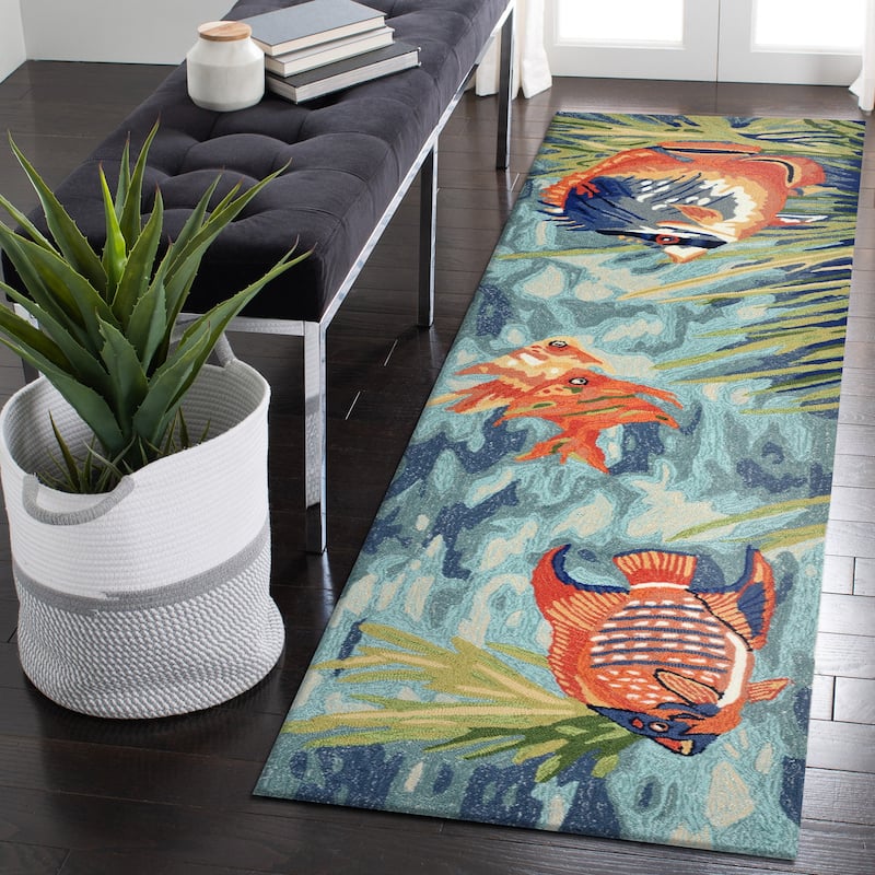 Liora Manne Ravella Tropical Fish Indoor/Outdoor Rug - 2' x 8' - Ocean