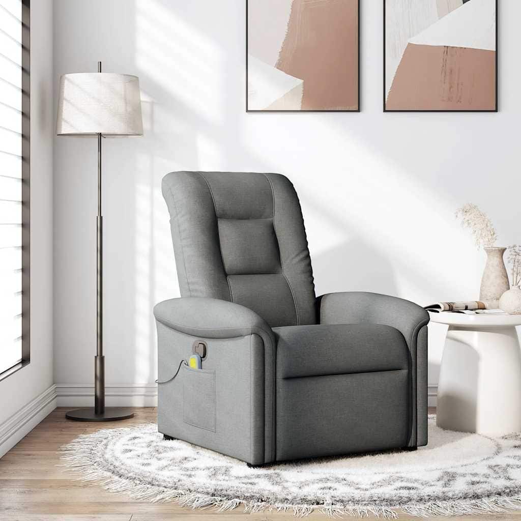 vidaXL Massage Recliner Chair Dark Grey Fabric