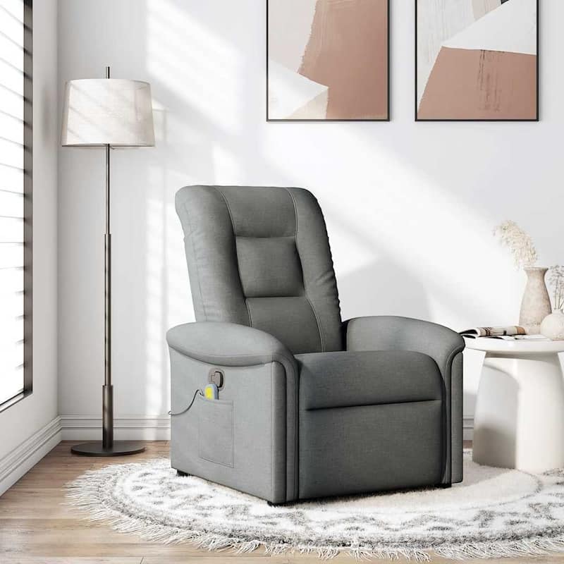 vidaXL Massage Recliner Chair Dark Grey Fabric