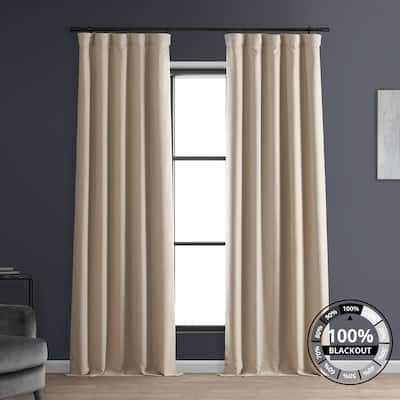Exclusive Fabrics Faux Linen 100% Blackout Curtains Heat and Light Blocking - (1 Panel)