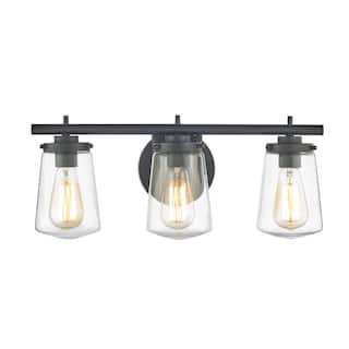3 Light Matte Black Vanity Light Closed Glass