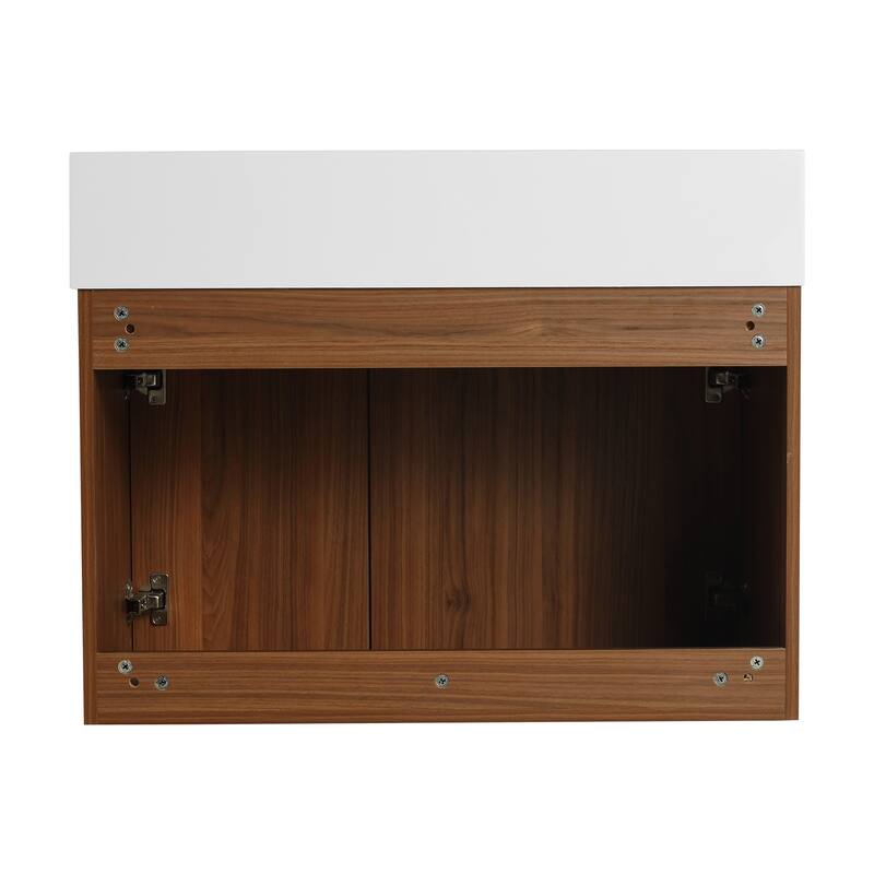 30 Inch Bathroom Vanity Cabinet with Soft Close Hinges, Resin Sink, Floating Mounting, and Ample Storage