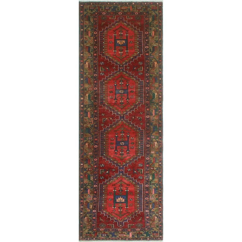 Fine Vintage Distressed Aicha Burgundy/Rust Runner - 10'7" x 3'7"