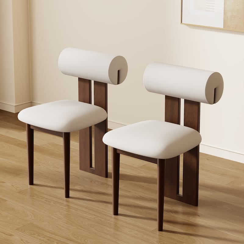 Modern Solid Wood Dining Chairs with 4 legs, Side Chairs (Set of 2) - Set of 2 - Faux Leather - Dining Height